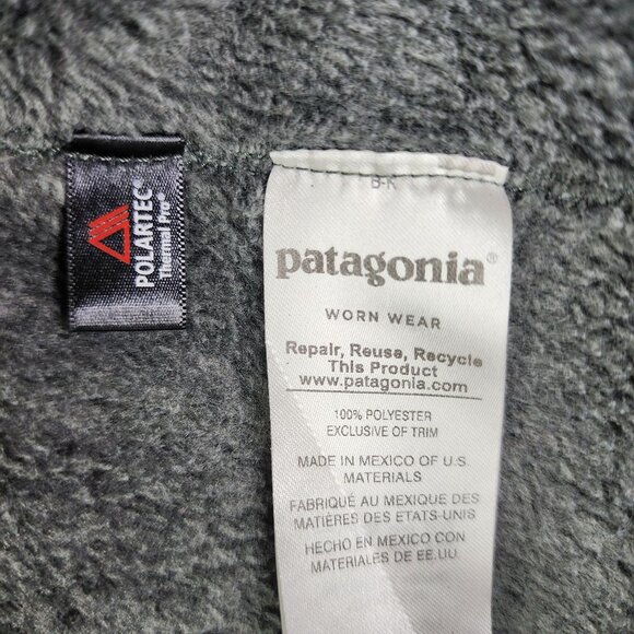Womens Gray Patagonia Polartec Fleece Pullover Jacket 1/4 Snap Button Size S - Picture 8 of 11